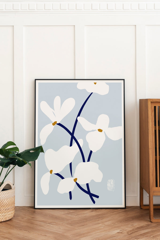 Pale Blue Oriental Flowers - StohneIllustration