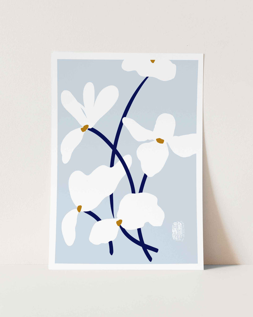 Pale Blue Oriental Flowers - StohneIllustration